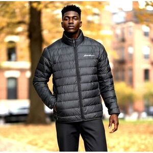 Eddie Bauer Mens S CirrusLite 650 Down Insulation Packable Jacket Black Zip Pock